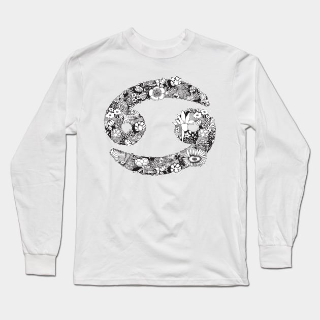 Cancer Zodiac Sign Long Sleeve T-Shirt by HayleyLaurenDesign